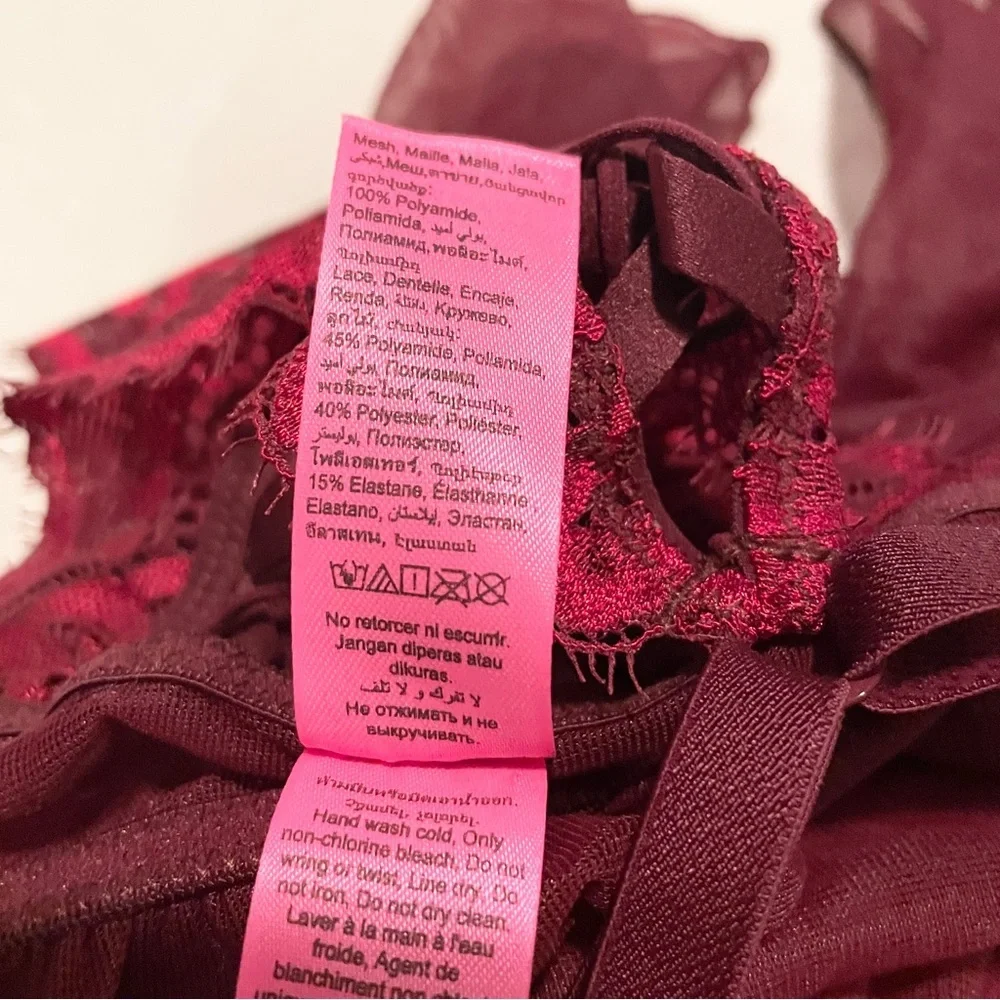 La Senza Burgundy Lace & Mesh Flyaway Babydoll Size M - Picture 14 of 15
